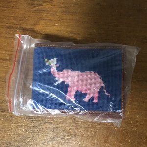 Elephant & Martini Needlepoint Wallet